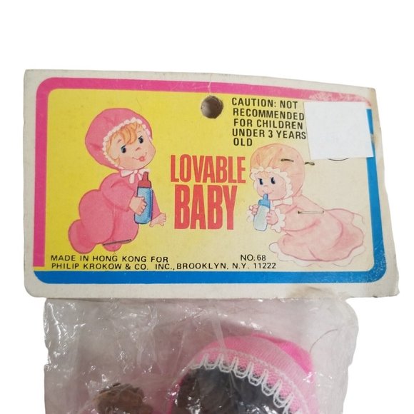 Vintage Doll Lovable Baby in Packaging Hong Kong Vinyl African American Retro - Picture 3 of 8